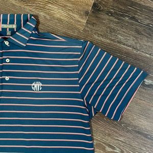 Peter Millar Summer Comfort Men's Golf Polo Size Large Striped Stretch Jersey